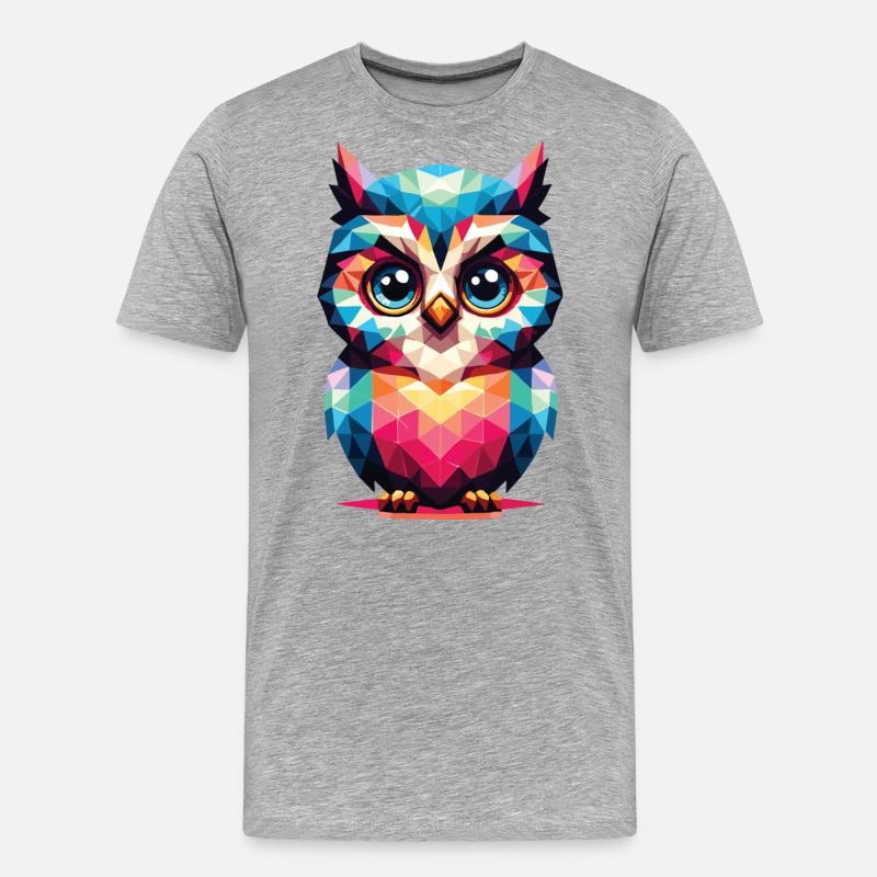 Polygon Eule geometrisch - Männer Premium Bio T-Shirt - Grau meliert