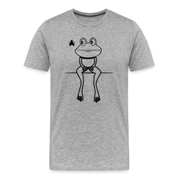 Frosch witzig Fliege sitzen - Männer Premium Bio T-Shirt - Grau meliert - Vorne - Damien (186cm)