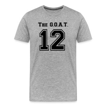 Le GOAT 12 - T-shirt bio Premium Homme - gris chiné - Devant - Damien (186cm)