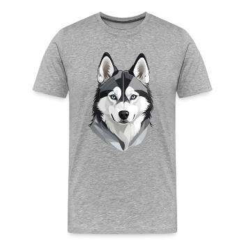 Tête de husky mignonne - T-shirt bio Premium Homme - gris chiné - Devant - Damien (186cm)