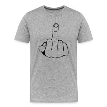 MITTELFINGER - FUCK YOU - STINKEFINGER - Männer Premium Bio T-Shirt - Grau meliert - Vorne - Damien (186cm)