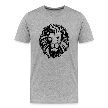lion - T-shirt bio Premium Homme - gris chiné - Devant - Damien (186cm)
