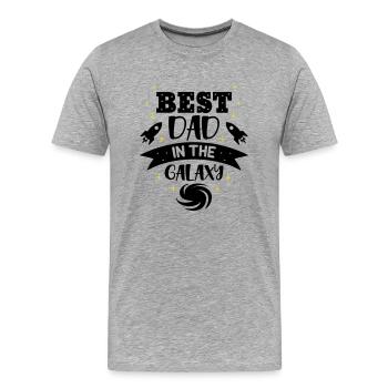 Meilleur papa de la galaxie - T-shirt bio Premium Homme - gris chiné - Devant - Damien (186cm)