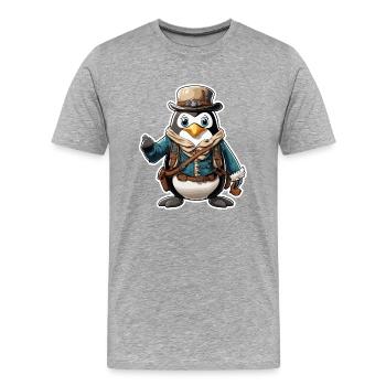 Lederhosen / Animal / Traditional costume / Tradition / Penguin - Men's Premium Organic T-Shirt - heather grey - Front - Damien (186cm)