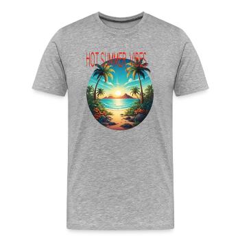 Ambiance estivale chaude - T-shirt bio Premium Homme - gris chiné - Devant - Damien (186cm)