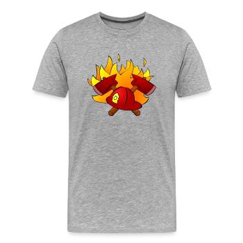 feuerwehr feuerwehrmann firefighter firetruck fire - Männer Premium Bio T-Shirt - Grau meliert - Vorne - Damien (186cm)