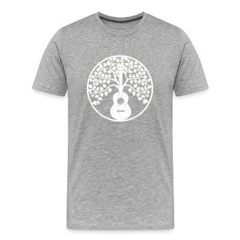 Ukulele tree Mandala weiss - Männer Premium Bio T-Shirt - Grau meliert - Vorne - Damien (186cm)