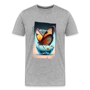 Papillon Fondant - T-shirt bio Premium Homme - gris chiné - Devant - Damien (186cm)
