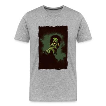 Zombie Illustration Minimalistisches Design - Männer Premium Bio T-Shirt - Grau meliert - Vorne - Damien (186cm)