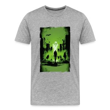 Zombie Illustration Minimalistisches Design - Männer Premium Bio T-Shirt - Grau meliert - Vorne - Damien (186cm)