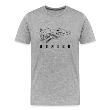 Hecht - Männer Premium Bio T-Shirt - Grau meliert - Vorne - Damien (186cm)