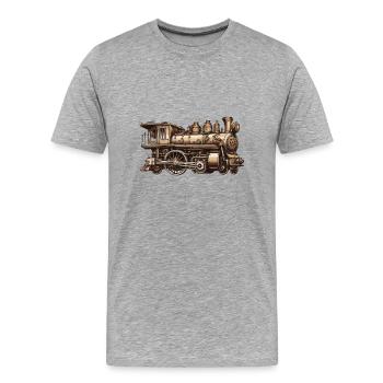 Zug / Lokomotive / Dampflok / Eisenbahn / Lock - Männer Premium Bio T-Shirt - Grau meliert - Vorne - Damien (186cm)