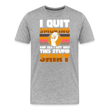 Nikotin Rauchen Zigaretten Gesundheit - Männer Premium Bio T-Shirt - Grau meliert - Vorne - Damien (186cm)