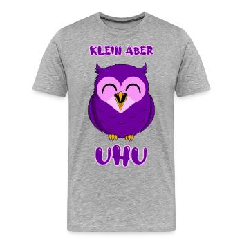 Klein aber Uhu (lila / violett) - Niedliche Eule - Männer Premium Bio T-Shirt - Grau meliert - Vorne - Damien (186cm)