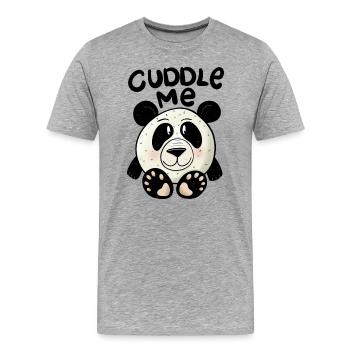 Panda Câline-moi - T-shirt bio Premium Homme - gris chiné - Devant - Damien (186cm)