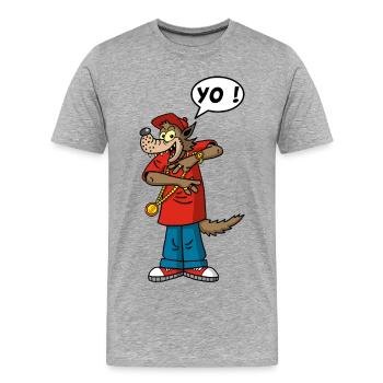 Loup rappeur - T-shirt bio Premium Homme - gris chiné - Devant - Damien (186cm)
