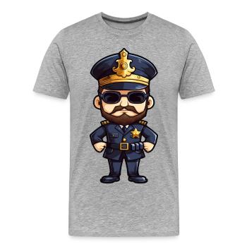 Policier - T-shirt bio Premium Homme - gris chiné - Devant - Damien (186cm)