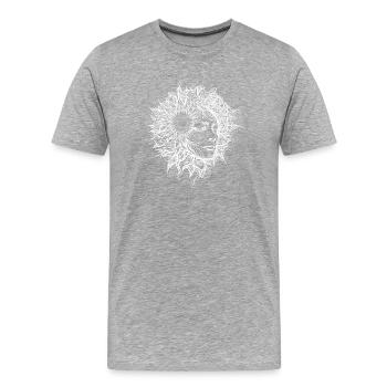 Boho Artwork, Femme avec motif de soleil - T-shirt bio Premium Homme - gris chiné - Devant - Damien (186cm)