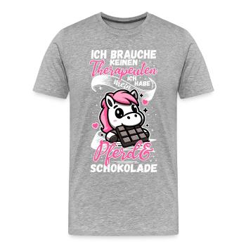 Lustiger Pferde Spruch Therapeut Pferd - Männer Premium Bio T-Shirt - Grau meliert - Vorne - Damien (186cm)