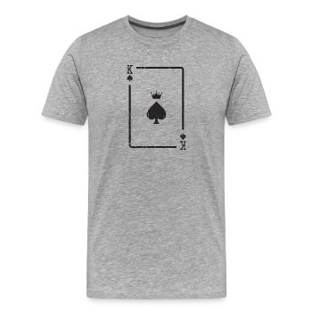Playing Card Pik King Gift Card Poker Skat - Men's Premium Organic T-Shirt - heather grey - Front - Damien (186cm)