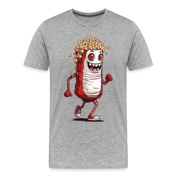 Soirée cinéma drôle de monstre pop-corn d’Halloween - T-shirt bio Premium Homme - gris chiné - Devant - Damien (186cm)
