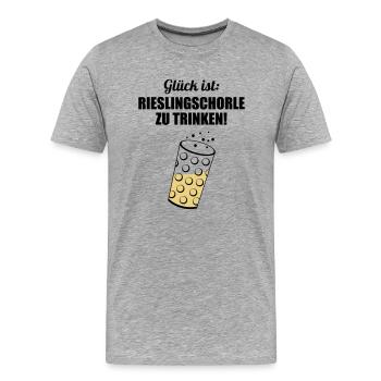 Glück trinken - Dubbeglas mit Schorle inside - Männer Premium Bio T-Shirt - Grau meliert - Vorne - Damien (186cm)