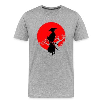 Samurai Warrior - Men's Premium Organic T-Shirt - heather grey - Front - Damien (186cm)