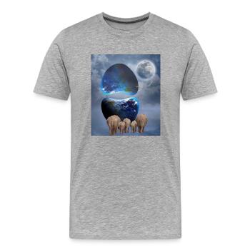 Évasion des éléphants. - T-shirt bio Premium Homme - gris chiné - Devant - Damien (186cm)