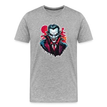 Vampire / Dracula / Suceur de sang / Halloween / Mythe - T-shirt bio Premium Homme - gris chiné - Devant - Damien (186cm)