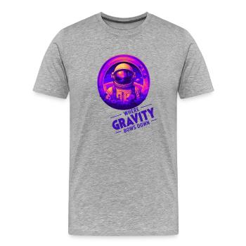 Wo sich die Schwerkraft dem Design beugt - Männer Premium Bio T-Shirt - Grau meliert - Vorne - Damien (186cm)