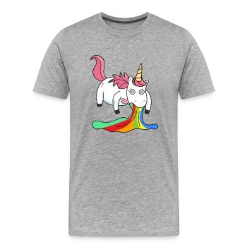 Puking unicorn rainbow - Men's Premium Organic T-Shirt - heather grey - Front - Damien (186cm)