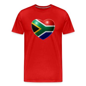 Herz (Südafrika / South Africa) - Männer Premium Bio T-Shirt - Rot - Vorne - Damien (186cm)