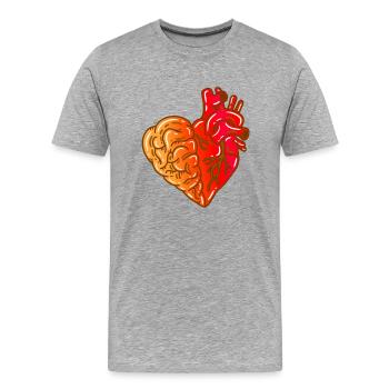 Cœur Cerveau - T-shirt bio Premium Homme - gris chiné - Devant - Damien (186cm)