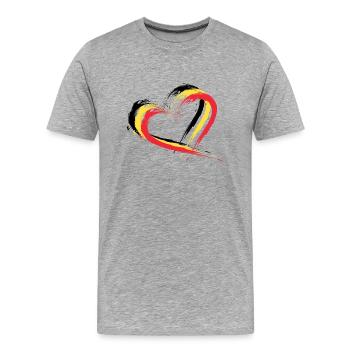 Brosse coeur drapeau couleurs du drapeau belge - T-shirt bio Premium Homme - gris chiné - Devant - Damien (186cm)