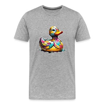 Canard en caoutchouc / canard en caoutchouc / eau / baignoire - T-shirt bio Premium Homme - gris chiné - Devant - Damien (186cm)