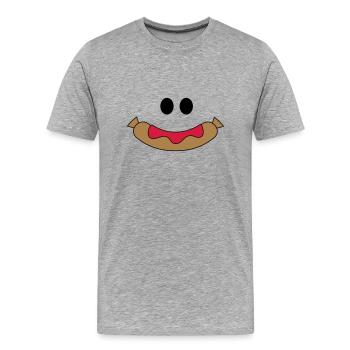 Saucisse heureuse - T-shirt bio Premium Homme - gris chiné - Devant - Damien (186cm)