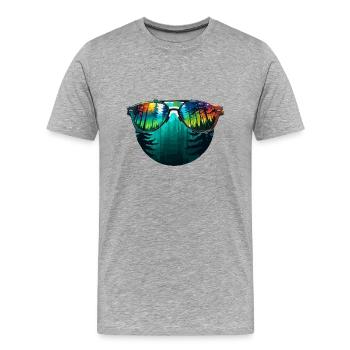 Sonnenbrille / Reflektion / Wald / Spiegelung - Männer Premium Bio T-Shirt - Grau meliert - Vorne - Damien (186cm)