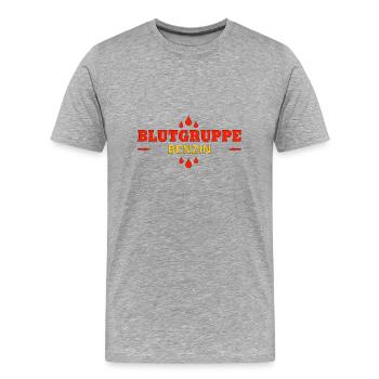 Blutgruppe Benzin - Männer Premium Bio T-Shirt - Grau meliert - Vorne - Damien (186cm)