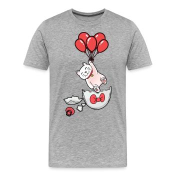 Naissance de chat bébé ballons coquille d’oeuf hatch - T-shirt bio Premium Homme - gris chiné - Devant - Damien (186cm)