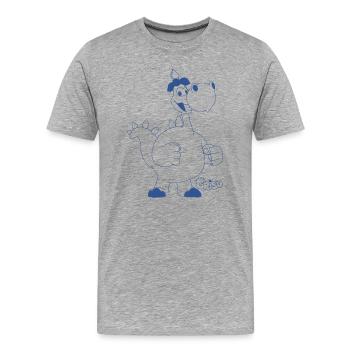 Grisu Der Kleine Drache Papa Fumé Mit Blauem Logo - Männer Premium Bio T-Shirt - Grau meliert - Vorne - Damien (186cm)