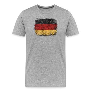 Drapeau allemand - Vintage Designe - T-shirt bio Premium Homme - gris chiné - Devant - Damien (186cm)