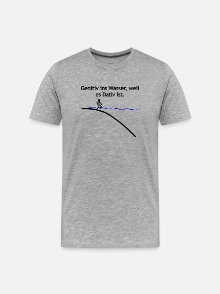 Genitiv - Männer Premium Bio T-Shirt - Grau meliert