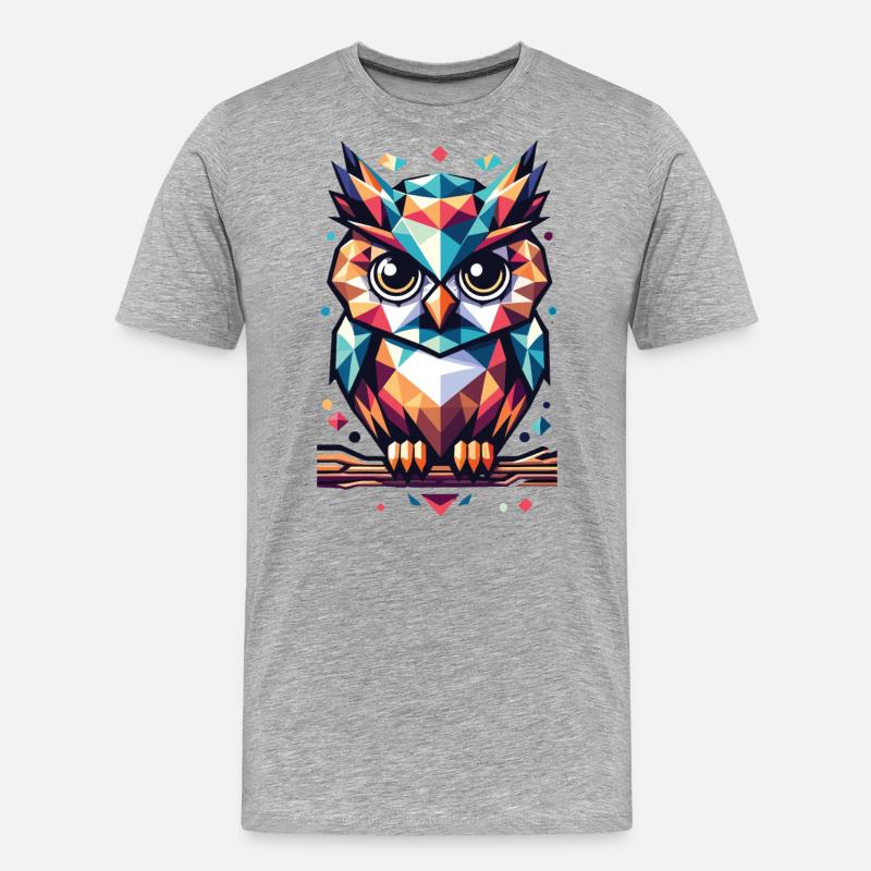 Polygon Eule geometrisch - Männer Premium Bio T-Shirt - Grau meliert