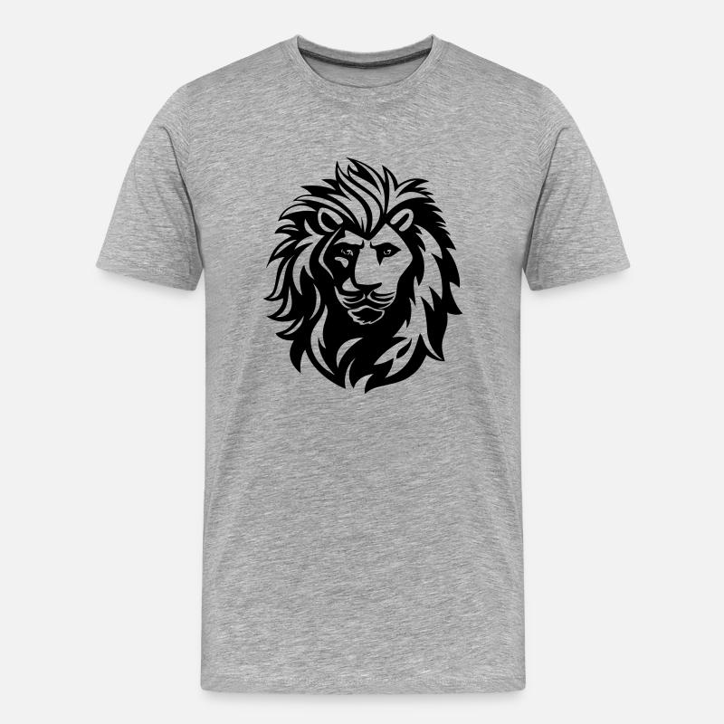 löwe - Männer Premium Bio T-Shirt - Grau meliert