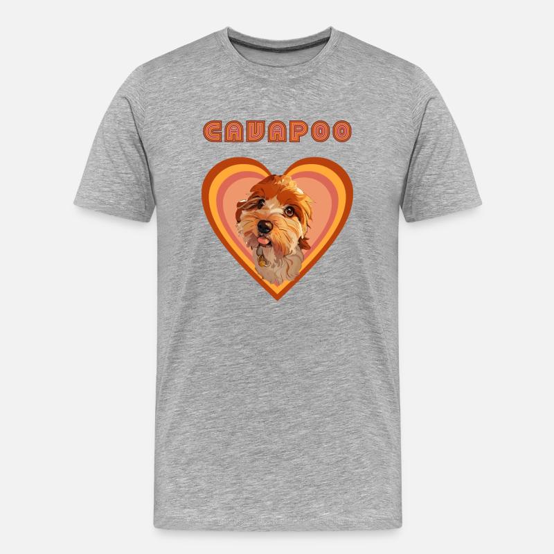 Cavapoo-Herz - Männer Premium Bio T-Shirt - Grau meliert