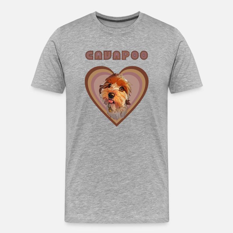 Cavapoo-Herz (Herbst) - Männer Premium Bio T-Shirt - Grau meliert