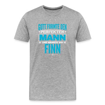 Finn Name Design - Männer Premium Bio T-Shirt - Grau meliert - Vorne - Damien (186cm)