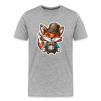 Lederhosen / Animal / Traditional costume / Tradition / Fox - Men's Premium Organic T-Shirt - heather grey - Front - Damien (186cm)