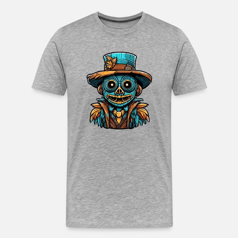 Vogelscheuche / Erntehelfer / Maisfeld / Feld - Männer Premium Bio T-Shirt - Grau meliert