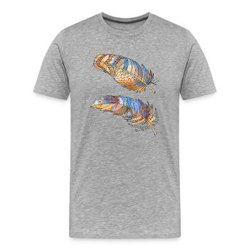 Feder - Männer Premium Bio T-Shirt - Grau meliert - Vorne - Damien (186cm)